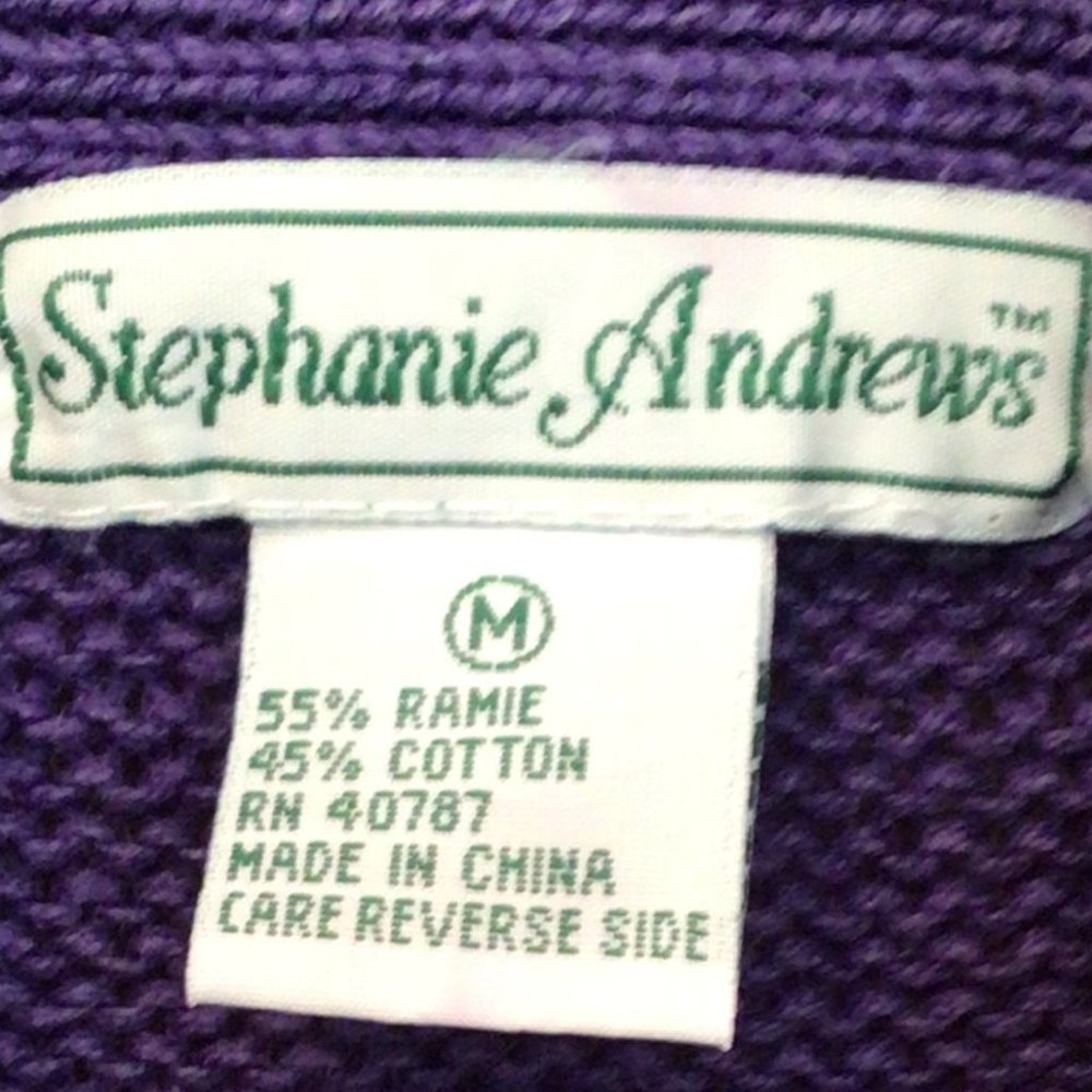 Stephanie Andrews - Purple Cardigan Sweater with scalloped collar - Picture 7 of 8